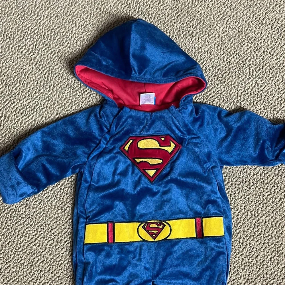 Baby Toddler Snowsuit DC Comic Superman Plush Bunting Hoodie Size 3 months